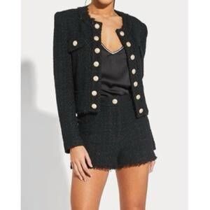GENERATION LOVE Kolby Tweed Jacket in Black size XL